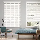Atlanta Icy White & Igloo Faux Wood Blind - 50mm Slat