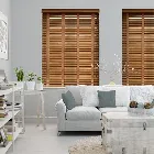 Warm Oak & Tan Faux Wood Blind - 50mm Slat