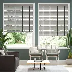 Atlanta Warm Grey & Midnight Faux Wood Blind - 50mm Slat