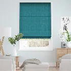 Cavendish Caribbean Blue & Spring Trimmed Roman Blind