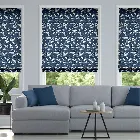 Hygge Birds Linen Jay Blue Roman Blind