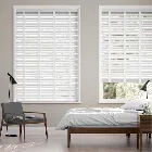 Pristine White & Tundra Faux Wood Blind - 50mm Slat