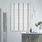 Arctic White & Paloma Faux Wood Blind - 50mm Slat