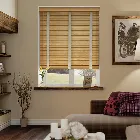 European Oak & Oyster Wooden Blind With Tapes - 50mm Slat