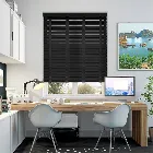 Pure Black & Ebony Wooden Blind With Tapes - 50mm Slat