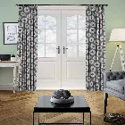 70s Poppy Dark Grey Curtain