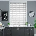 Monterey Mist & White Faux Wood Blind - 50mm Slat