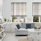 Twill Stripe Linen Ribbon Blue Roman Blind