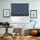 Geometric Metallic Denim Blue Roman Blind