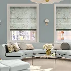 Moonlit Fern Faux Silk Pastel Blue Roman Blind