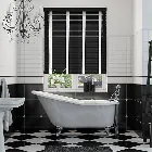 Pure Black & White Wooden Blind With Tapes - 50mm Slat