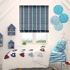 Brazen Stripe Linen Vintage Bold Blue Roman Blind