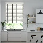 Atlanta Winter White & Midnight Faux Wood Blind - 50mm Slat
