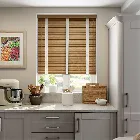 English Oak & Linen Wooden Blind With Tapes - 50mm Slat