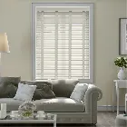 Eggshell & Nickel Faux Wood Blind - 50mm Slat