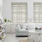 Birch Bark & Nickel Faux Wood Blind - 50mm Slat