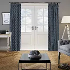 Geometric Metallic Denim Blue Curtain