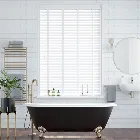 Arctic White & White Faux Wood Blind - 50mm Slat