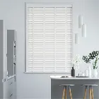 True White & Linen Faux Wood Blind - 50mm Slat